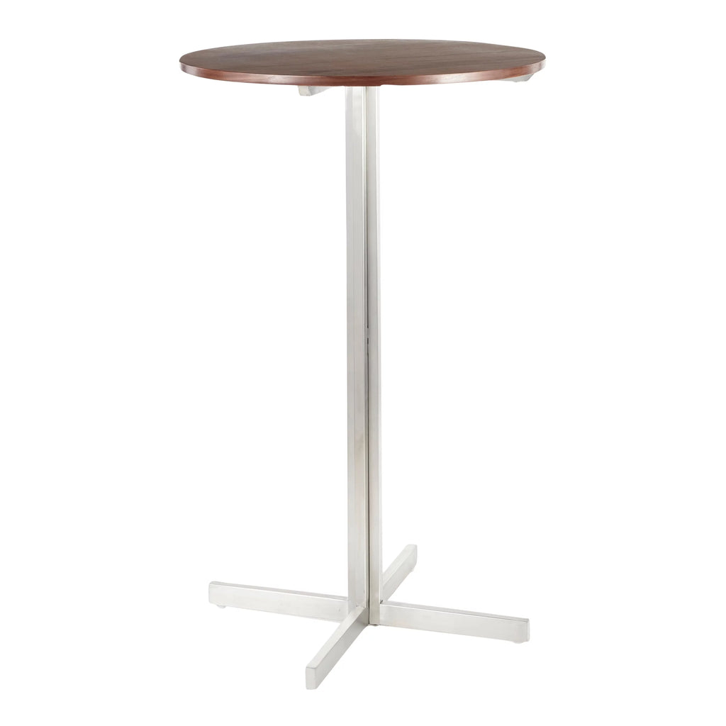 Contemporary Round Bar Table Walnut Wood Z899