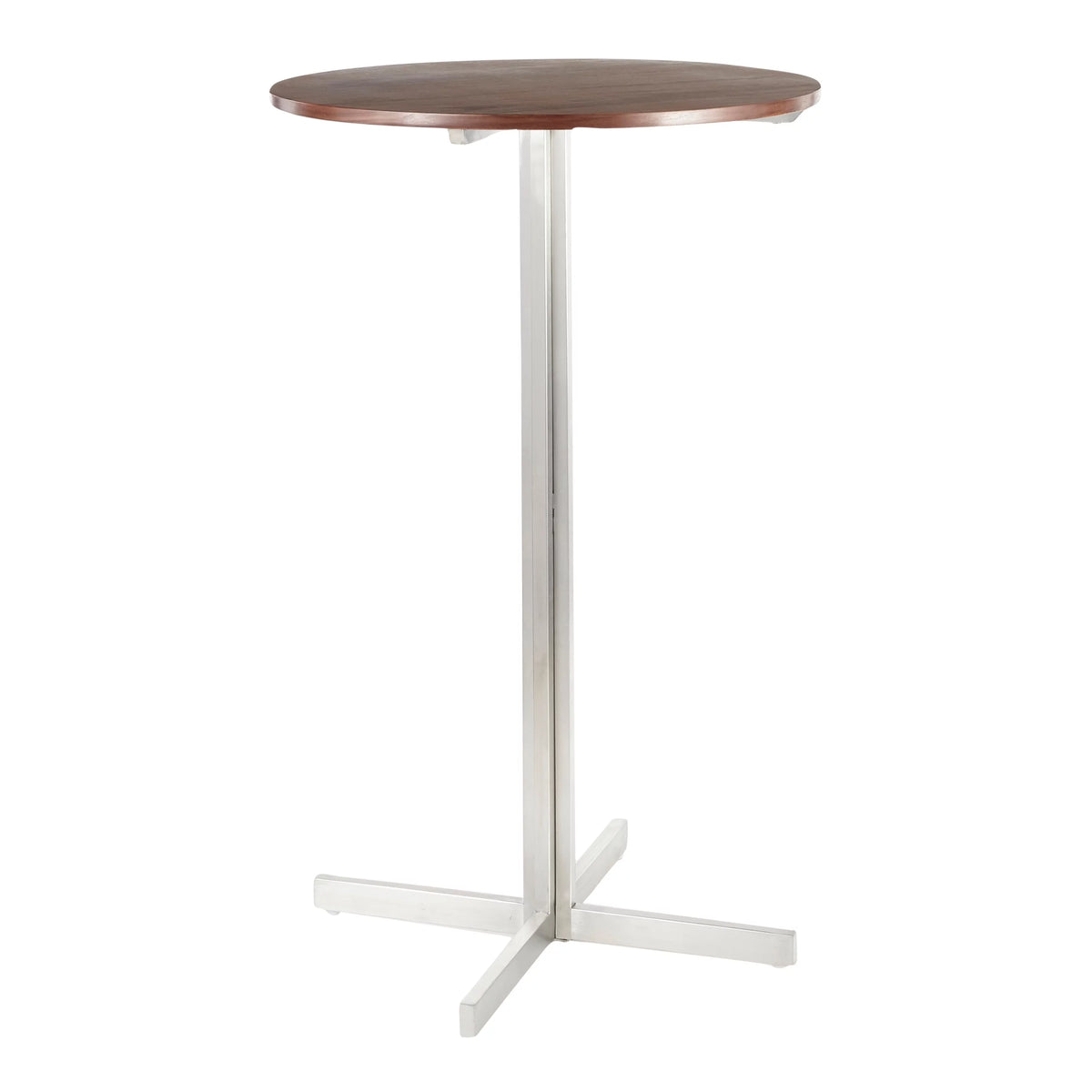 Contemporary Round Bar Table Walnut Wood Z899