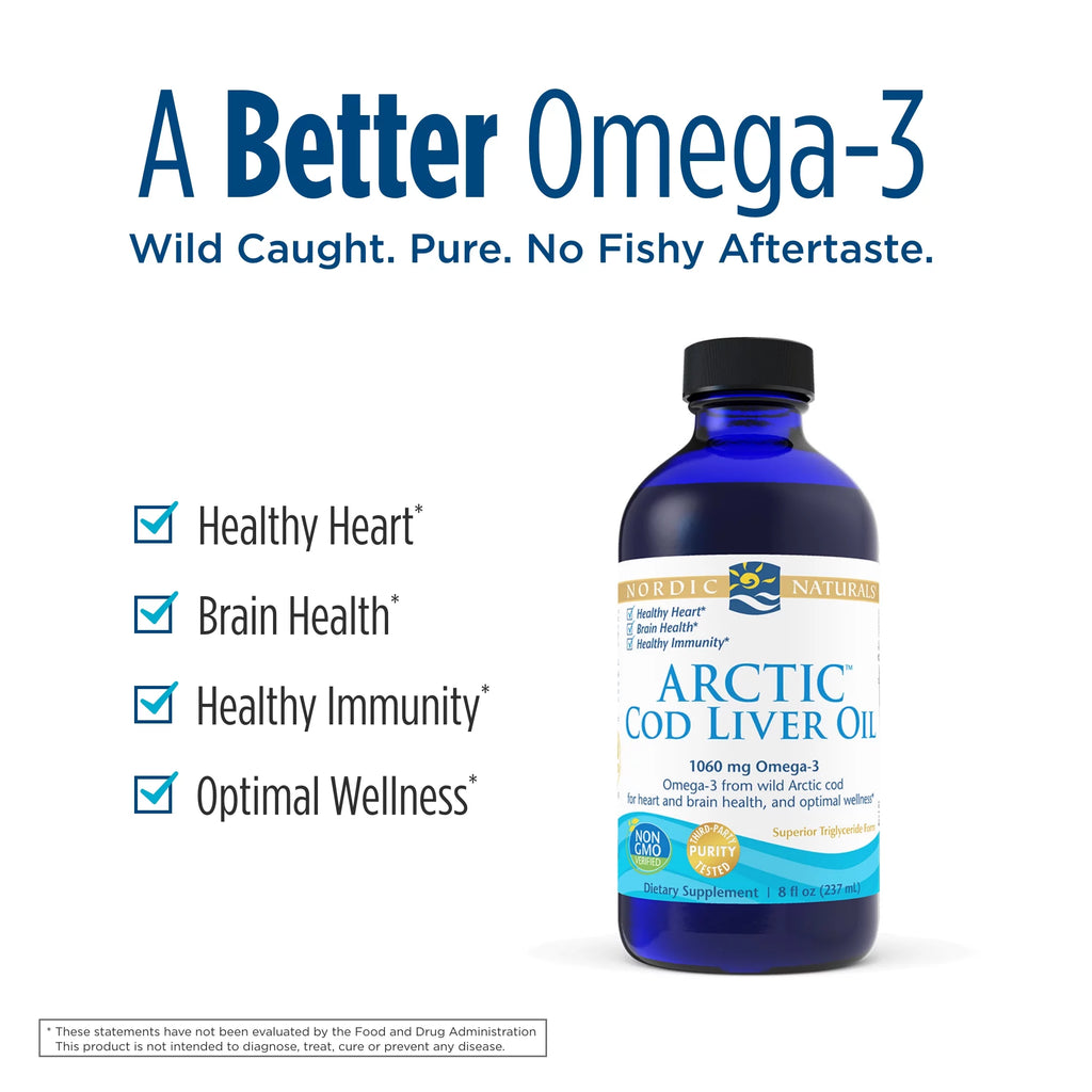 Arctic Cod Liver Oil Liquid, 1060 Mg, Unflavored, 8 Oz W134308