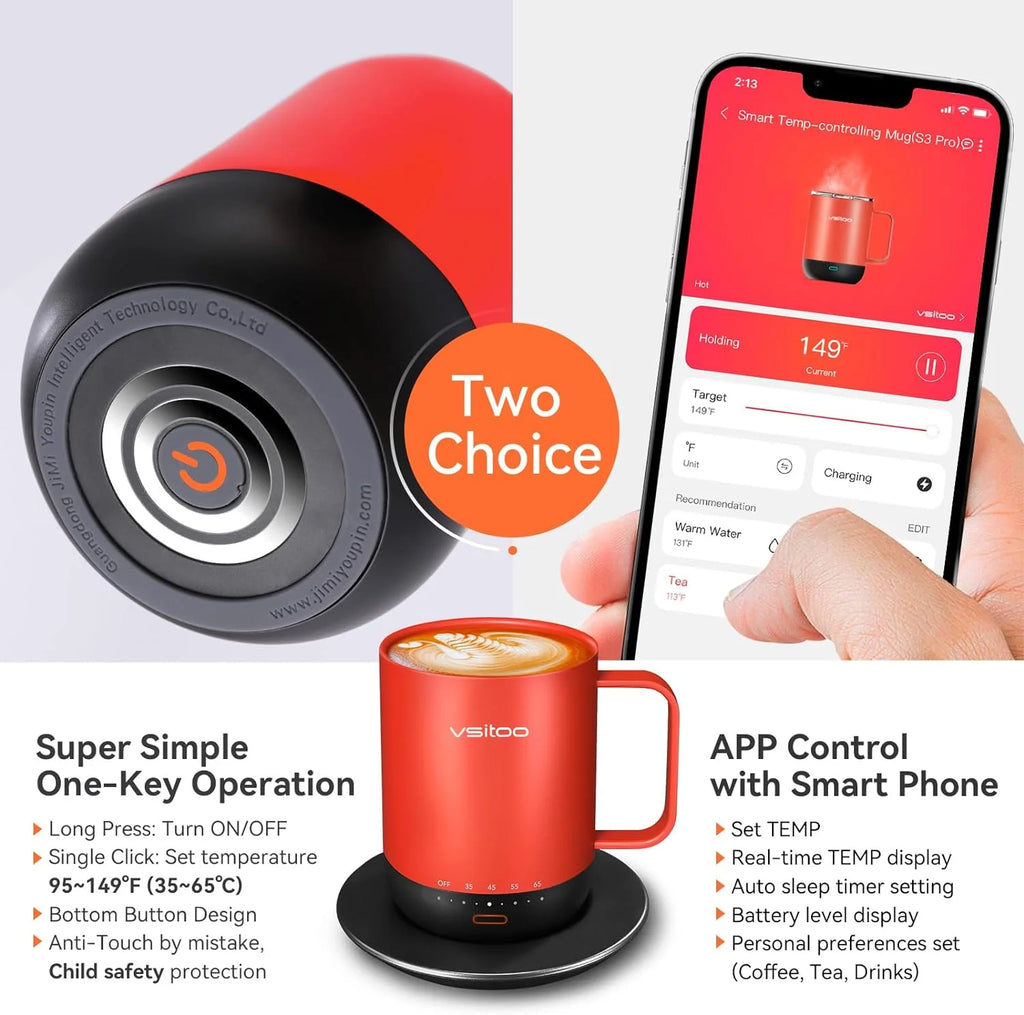 14 oz Self Heating Coffee Mug with Lid L1872