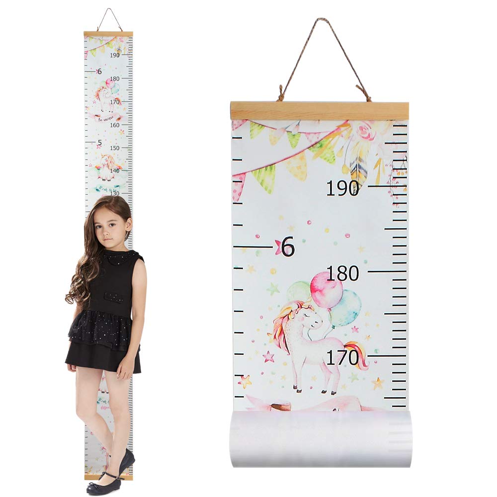 Kids Growth Chart Canvas Wood Frame Wall Ruler 79x7.9 Pack of 2 J25625