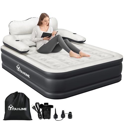 Queen Size Air Mattress with Headboard and Built-in Pump I84156