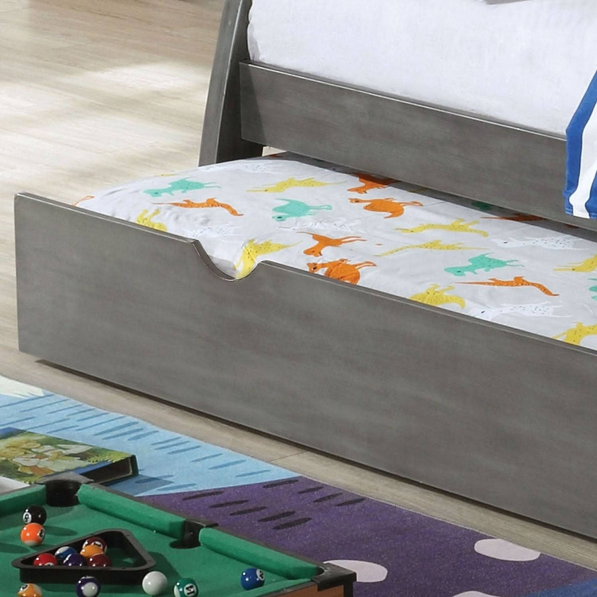 Grey Twin Solid Wood Trundle V517765