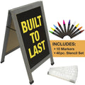 Heavy-Duty Sandwich Board Sidewalk Chalkboard Sign with Chalk Markers, Stencil Set, Chalk, Eraser D903449