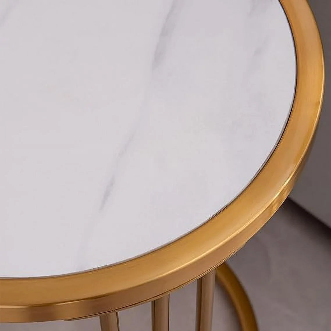Round End Table with Golden Stainless Steel Frame Y7687