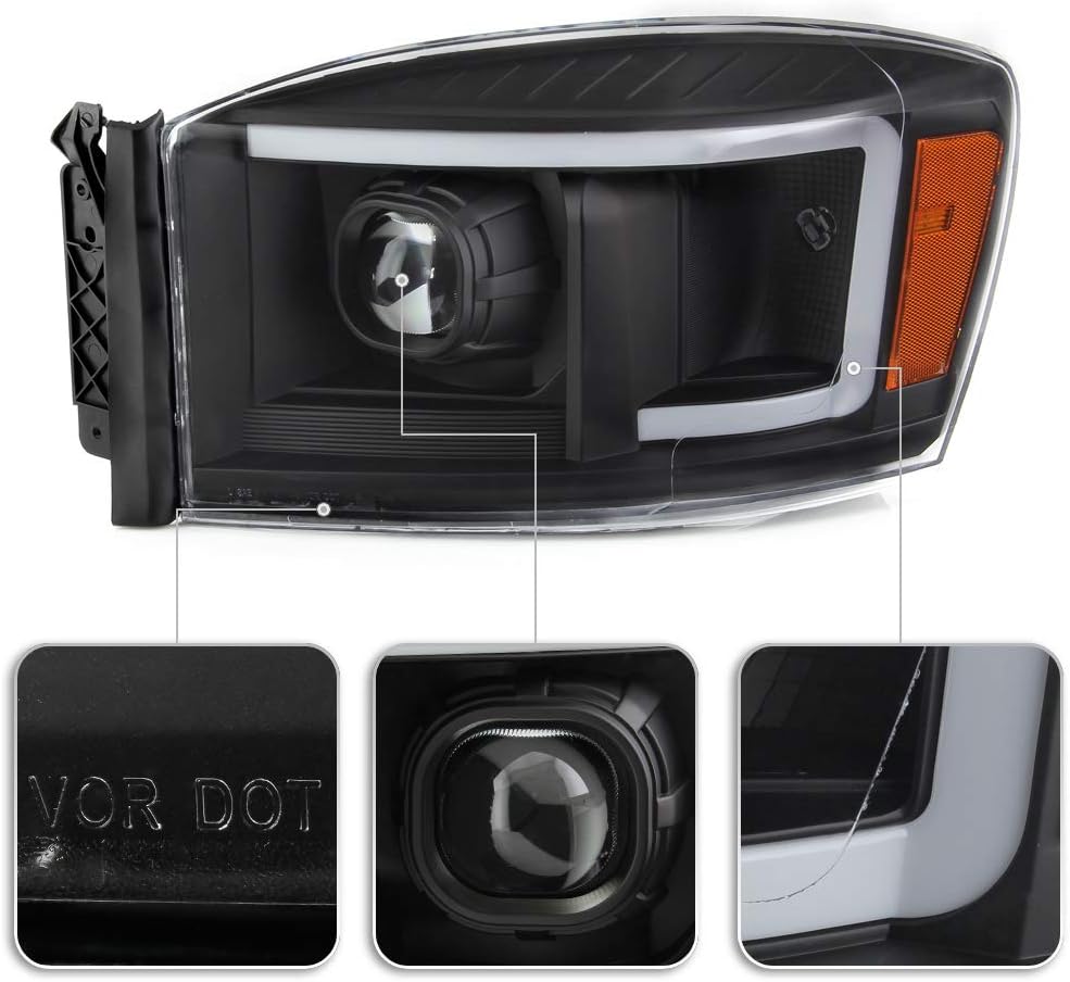Black Housing LED Projector Headlights for Dodge Ram 1500 2500 3500 Pickup C6479
