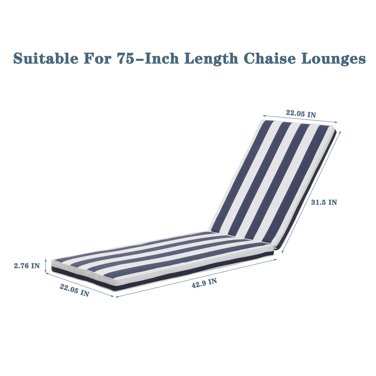 Blue Chaise Lounge Chair Cushion Replacement Seat Pad K487