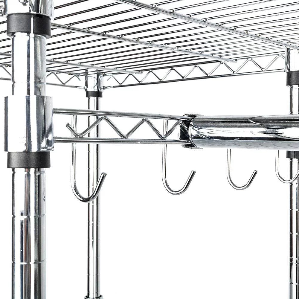 Freestanding Closet System Storage Organizer Shelves Kit Expandable Heavy Duty Garment Rack Metal Silver Y60339