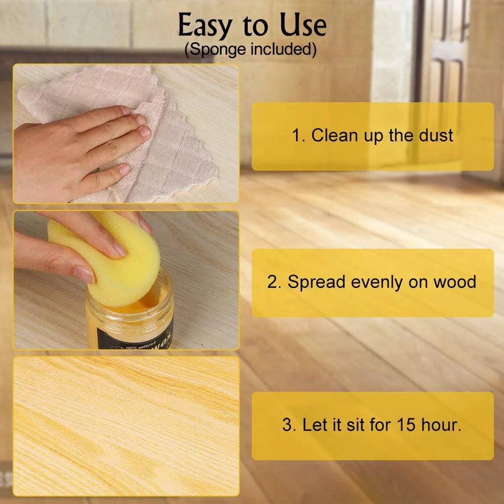 Natural Beeswax Wood Furniture Cleaner and Polish Set of 4 W4641