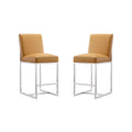 Camel Polished Chrome Stainless Steel Counter Height Bar Stool Set of 2 D672