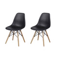 Black Plastic Armless Dining Chair Wood Leg, Set of 2 N936