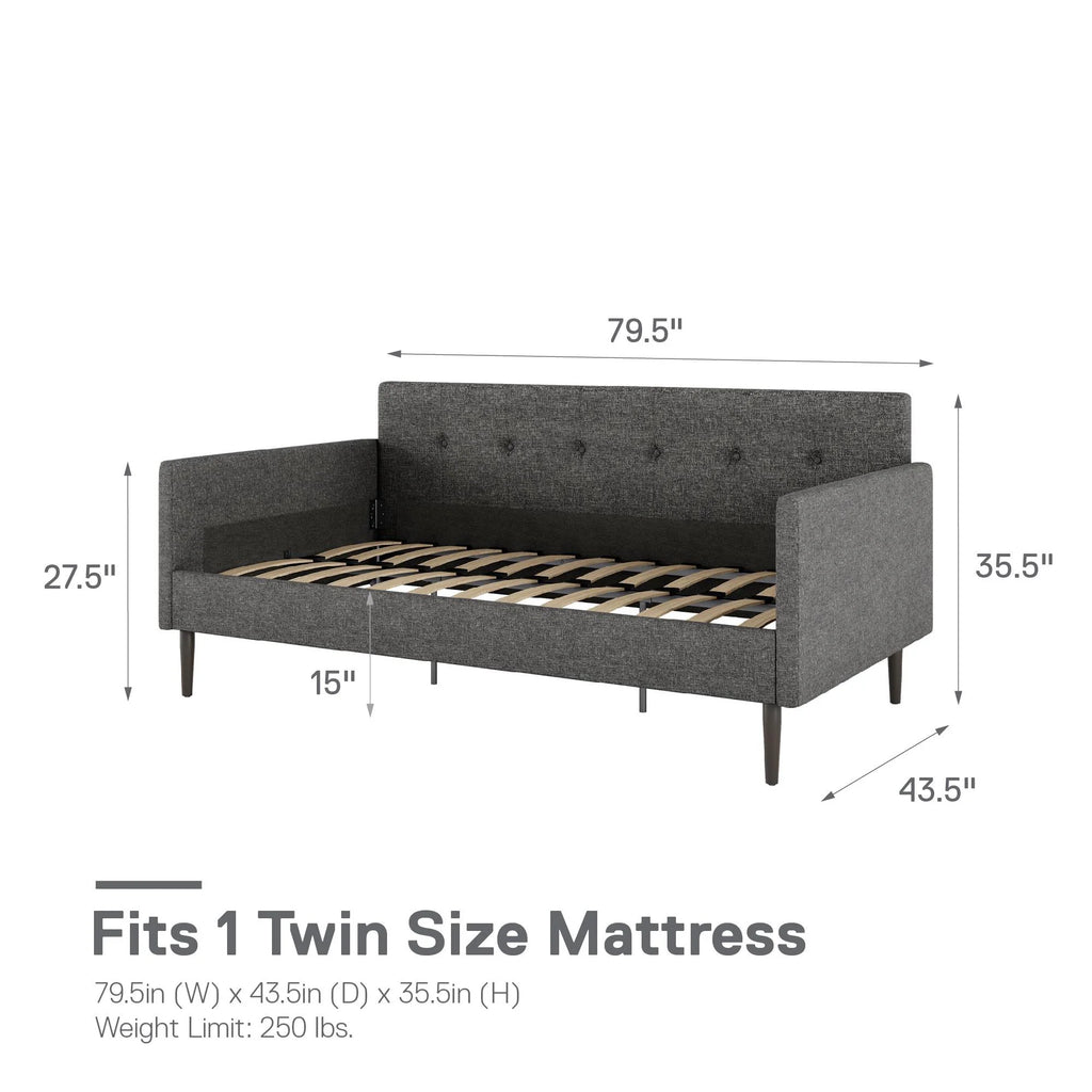 Gray Linen Twin Size Upholstered Daybed D15216
