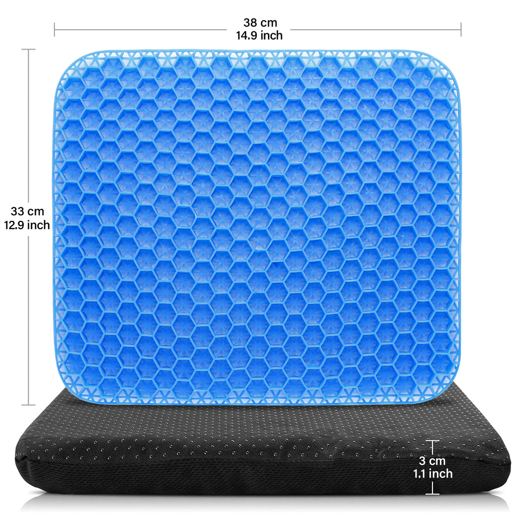 Gel Kayak Seat Cushion with Washable Non-Slip Cover, Waterproof Double Thicken Layer, Breathable Honeycomb Design, 14.9inch*12.9inch*1.1inch B2506