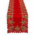 Embroidered Christmas Holly Tree Table Runner, Rectangular 16 x 72 Inch J31841