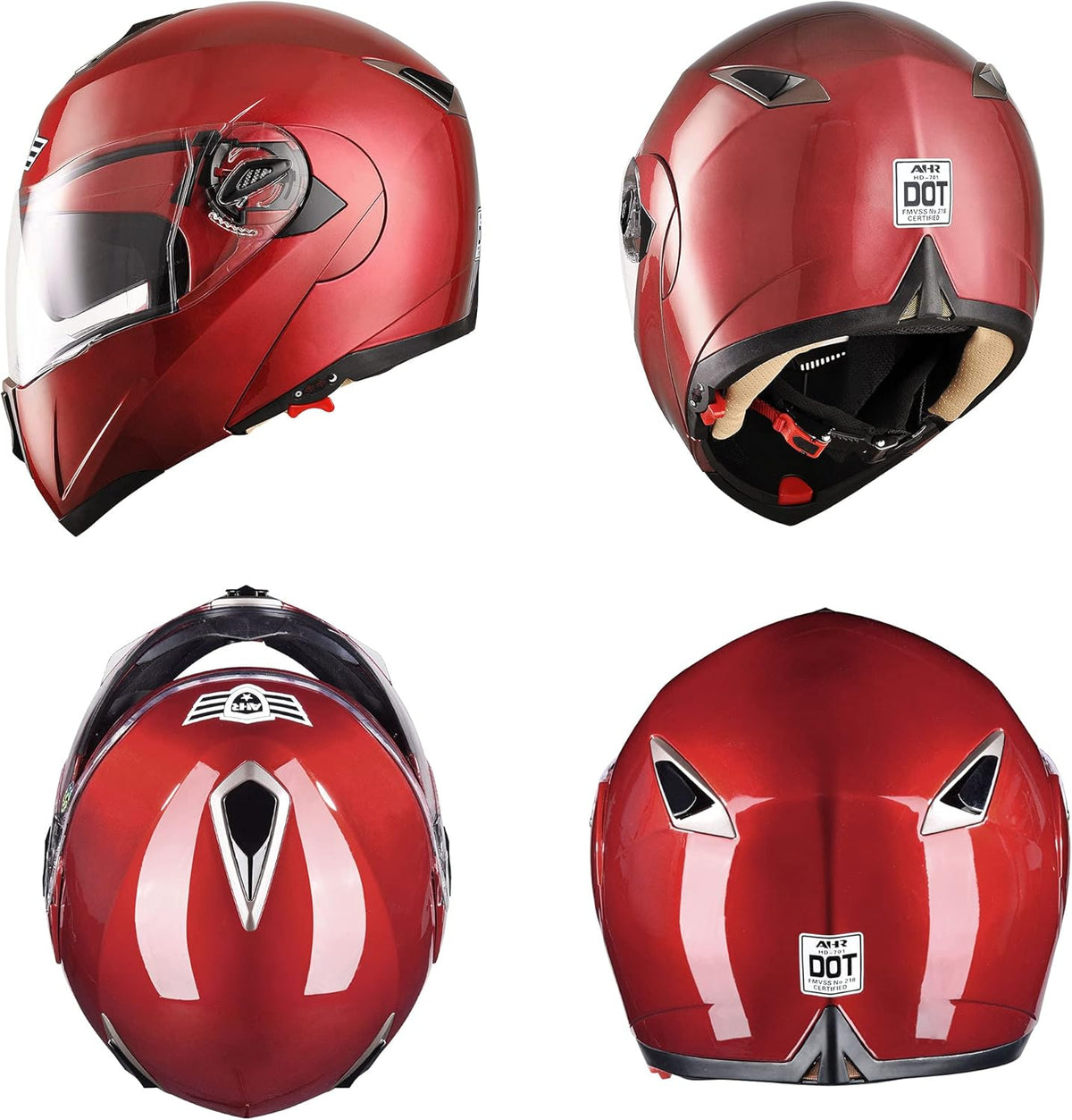 Full Face Bluetooth Motorcycle Helmet Flip Up Modular Helmet Dual Visors L88768