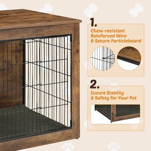 Rustic Brown Wooden Dog Crate 27" L×20" W×23" H J906