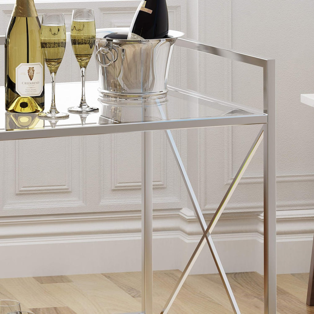 Industrial Modern Iron and Glass Bar Cart K758557
