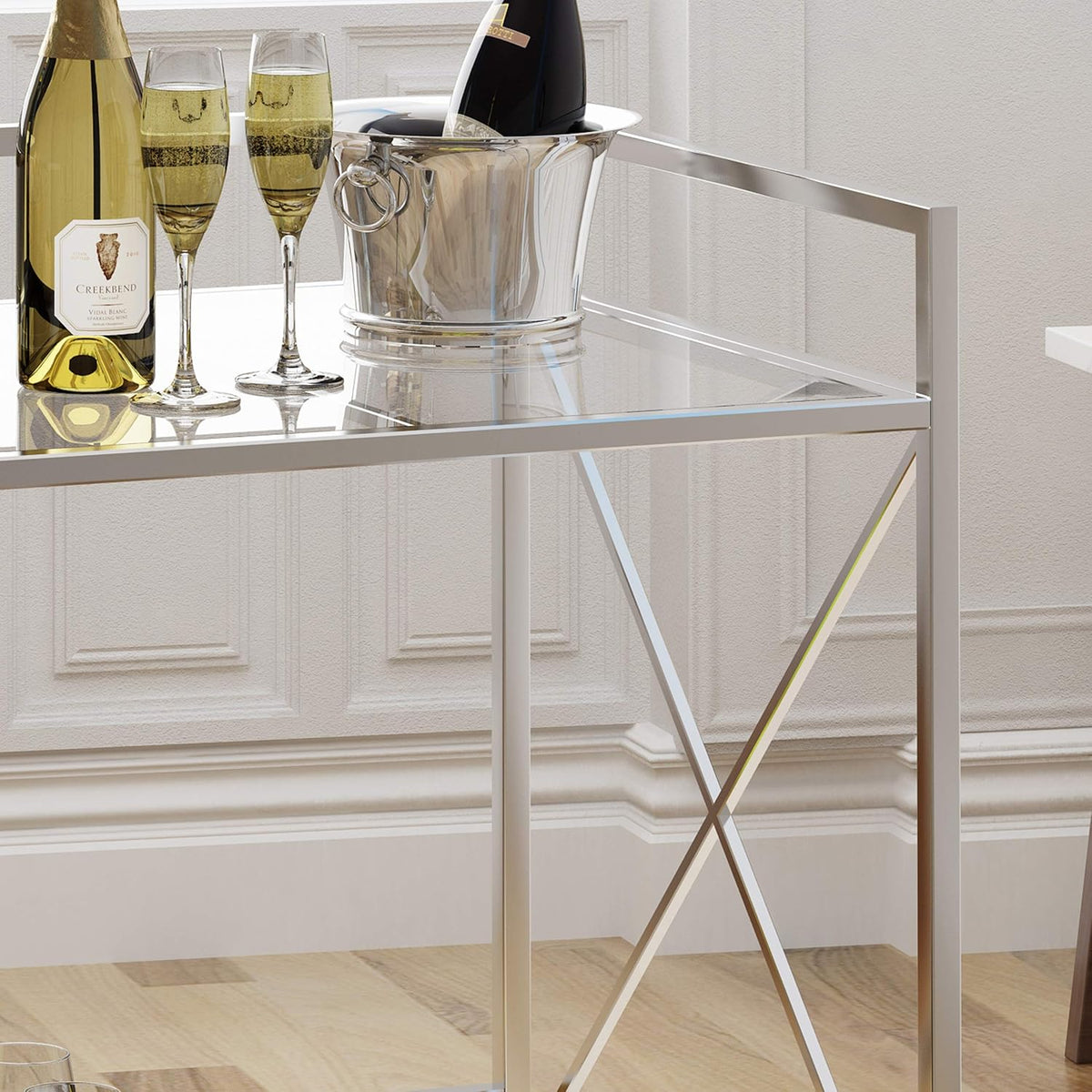 Industrial Modern Iron and Glass Bar Cart K758557