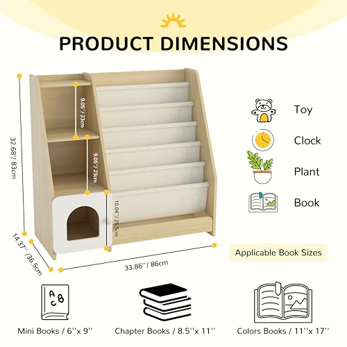 Natural Wooden 5 Sling Kids Bookshelf C30791