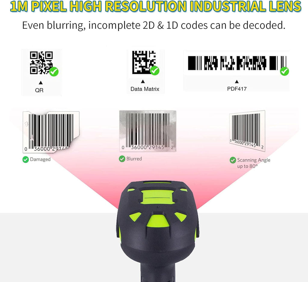 2D Wireless Bluetooth Barcode Scanner with Charging Stand Pack of 2 X29050