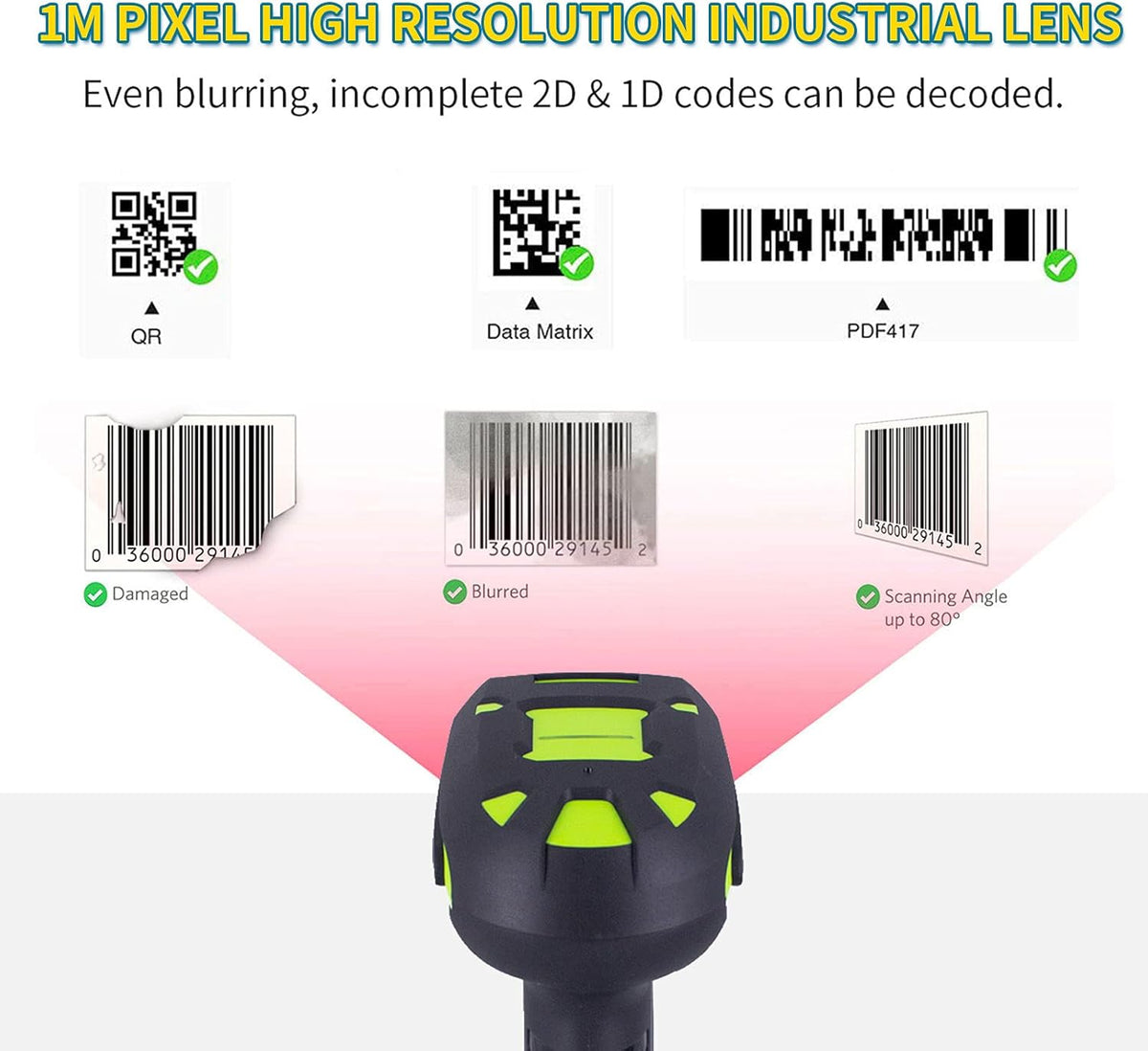 2D Wireless Bluetooth Barcode Scanner with Charging Stand Pack of 2 X29050