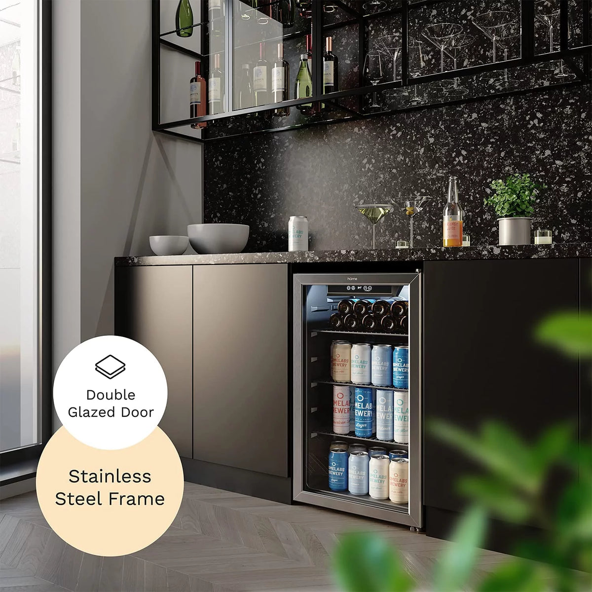 120 Can Mini Fridge with Glass Door and Adjustable Removable Shelves T62821