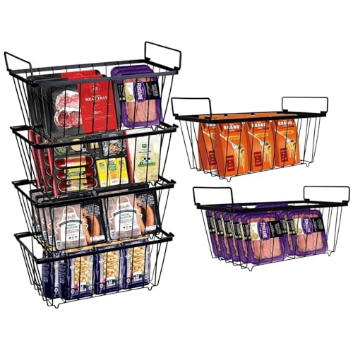 6 Pack Black Freezer Organizer Bins Y778