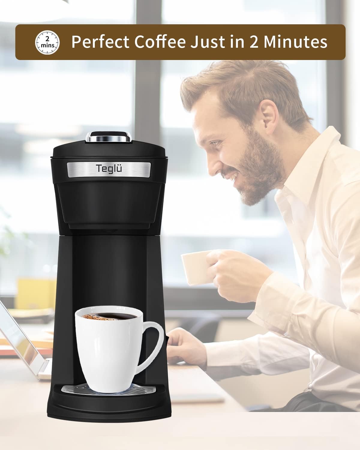 Single Serve Coffee Maker for K Cup Pods & Ground Coffee, Black G178556
