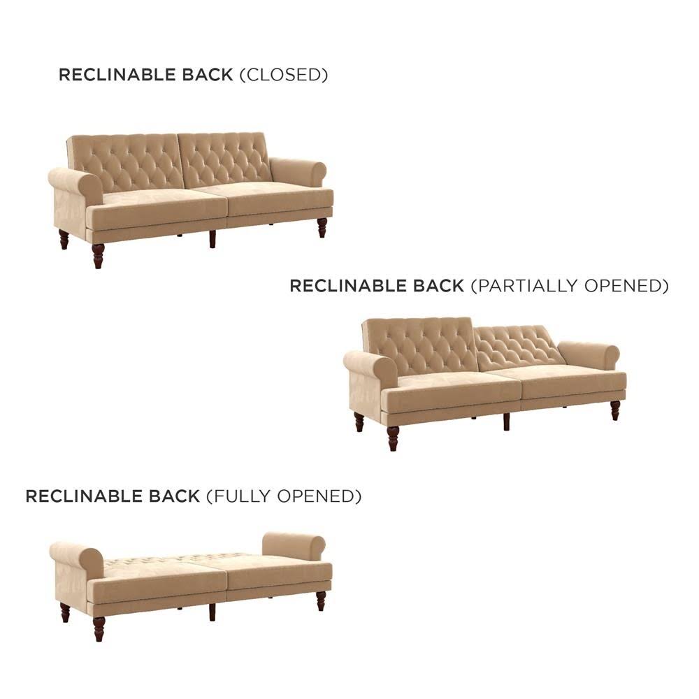Ivory Velvet Convertible Futon U458236