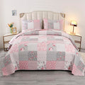 3-Piece King Size Pink Plaid Patchwork Quilt Set E485510