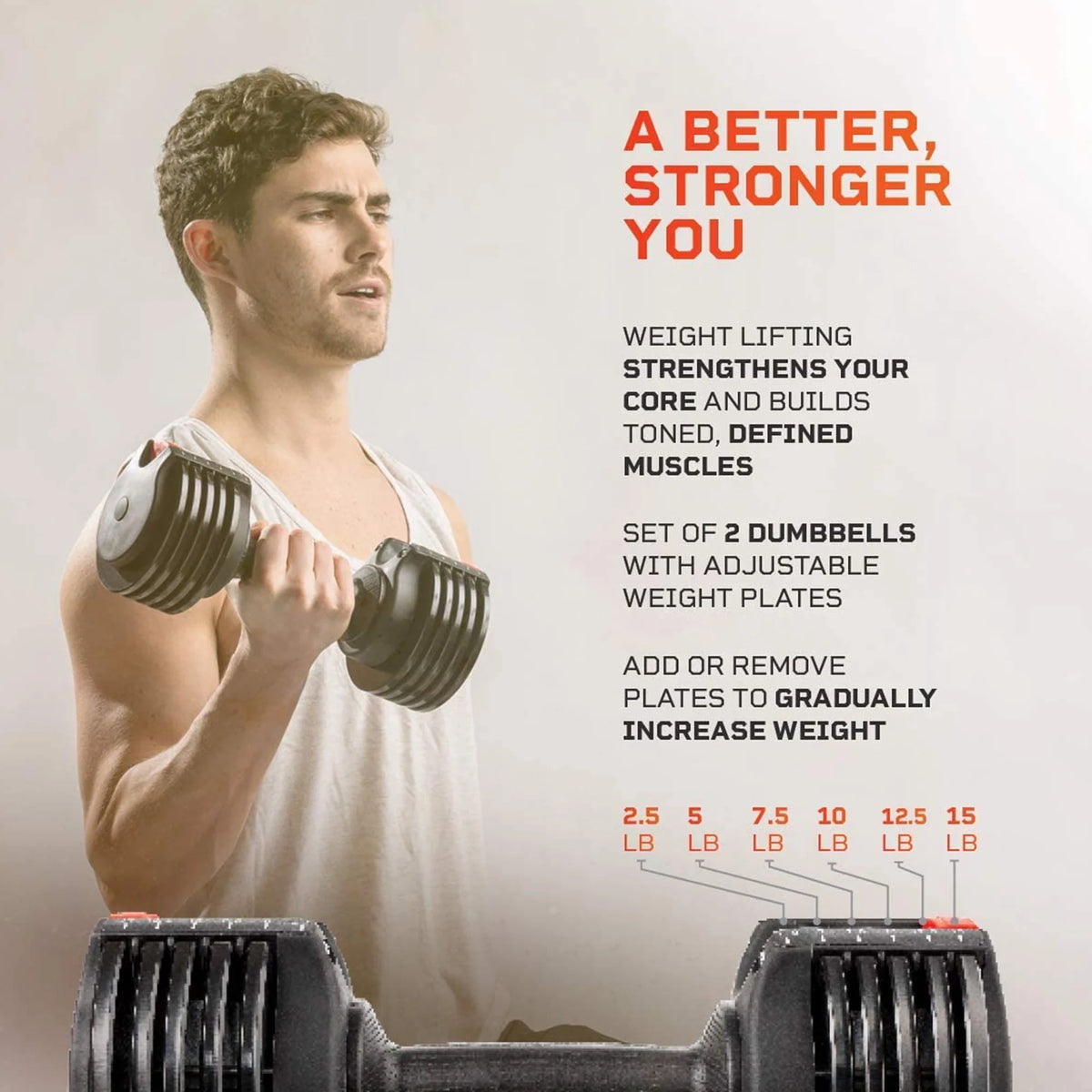 15 Pound Adjustable Dumbbells Set, 2 Pcs L1634