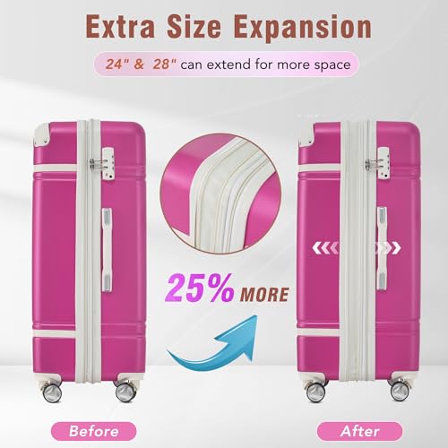 White 3 Piece Hard Shell Luggage Set with Spinner Wheels and TSA Lock A865