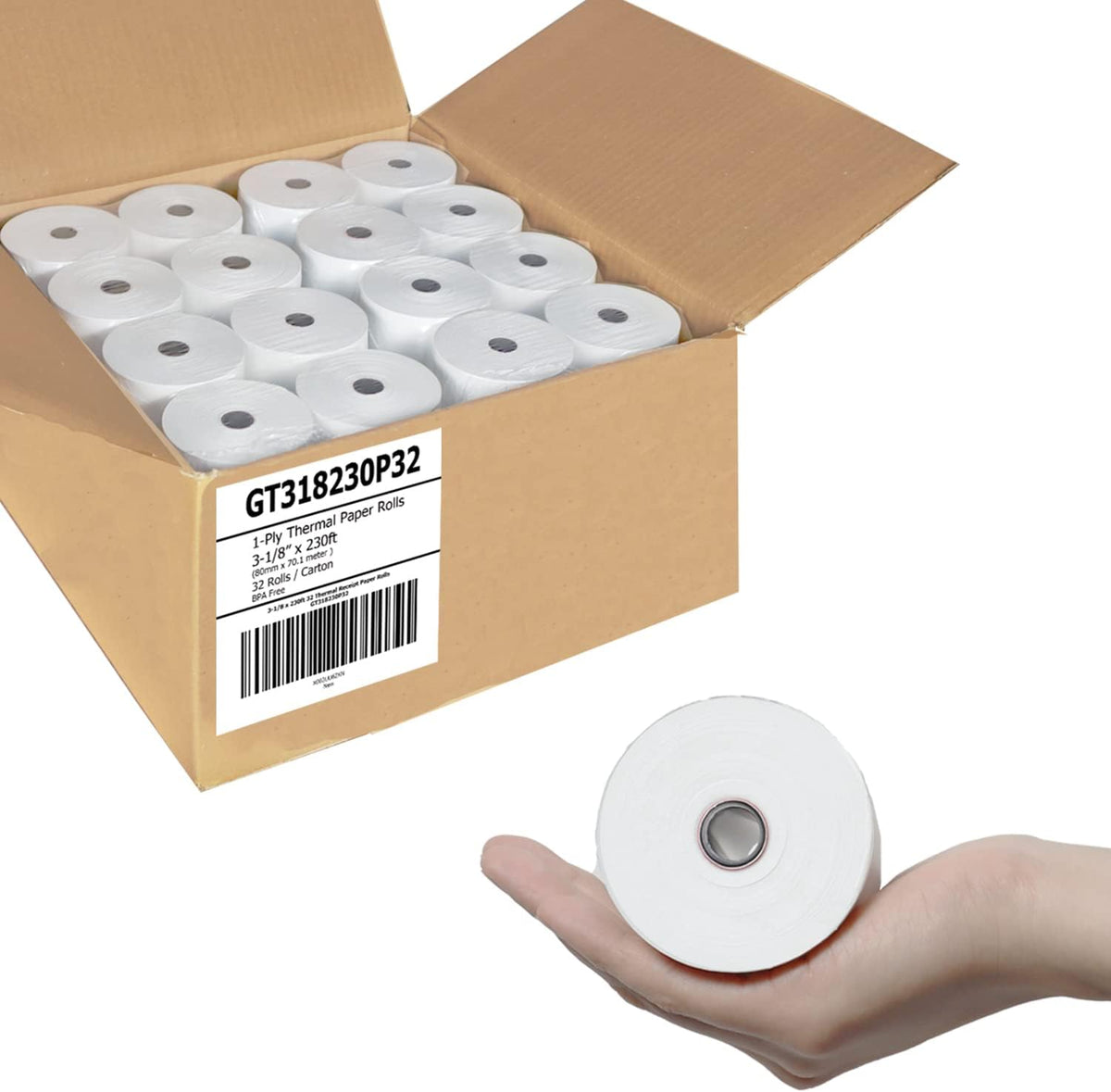Thermal Paper Receipt Rolls 3 1/8 x 230 ft BPA Free 32 Rolls V761