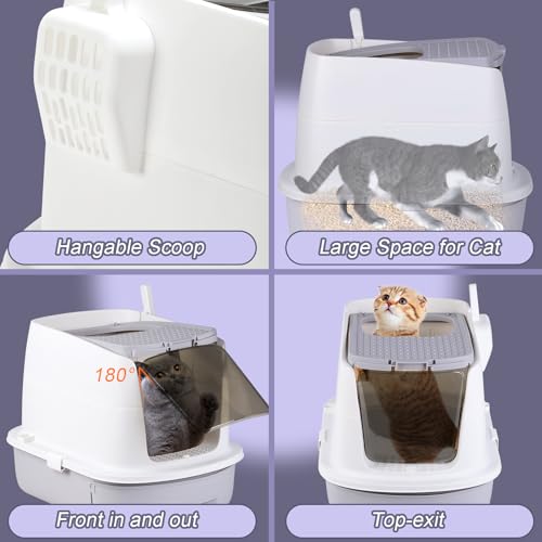 Grey Enclosed Cat Litter Box with Lid F209162