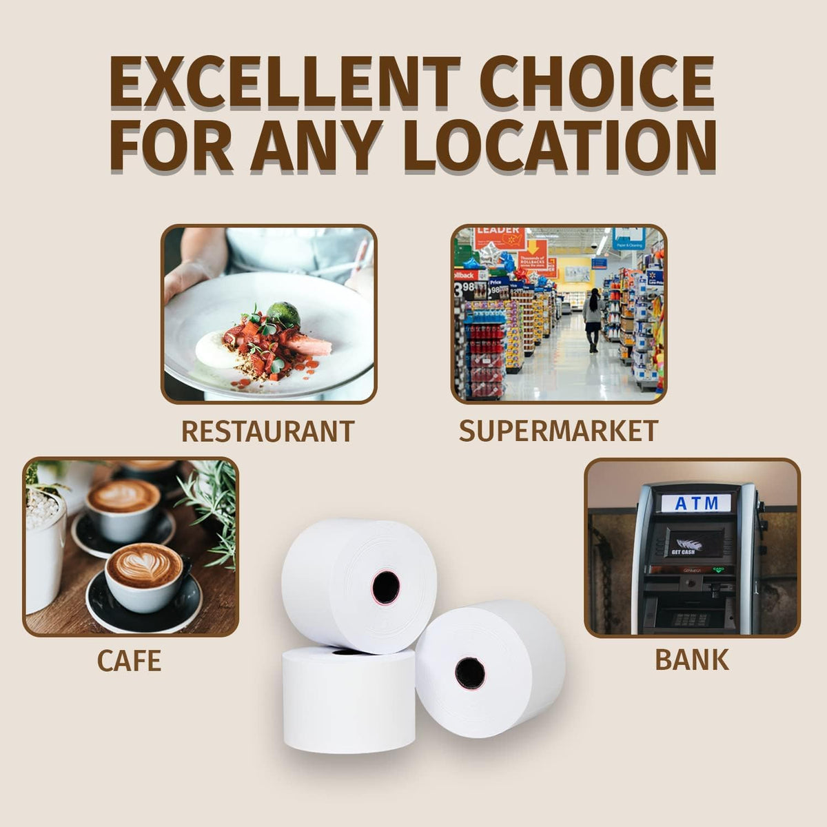 Thermal Paper Receipt Rolls 3 1/8 x 230 ft BPA Free 32 Rolls V761