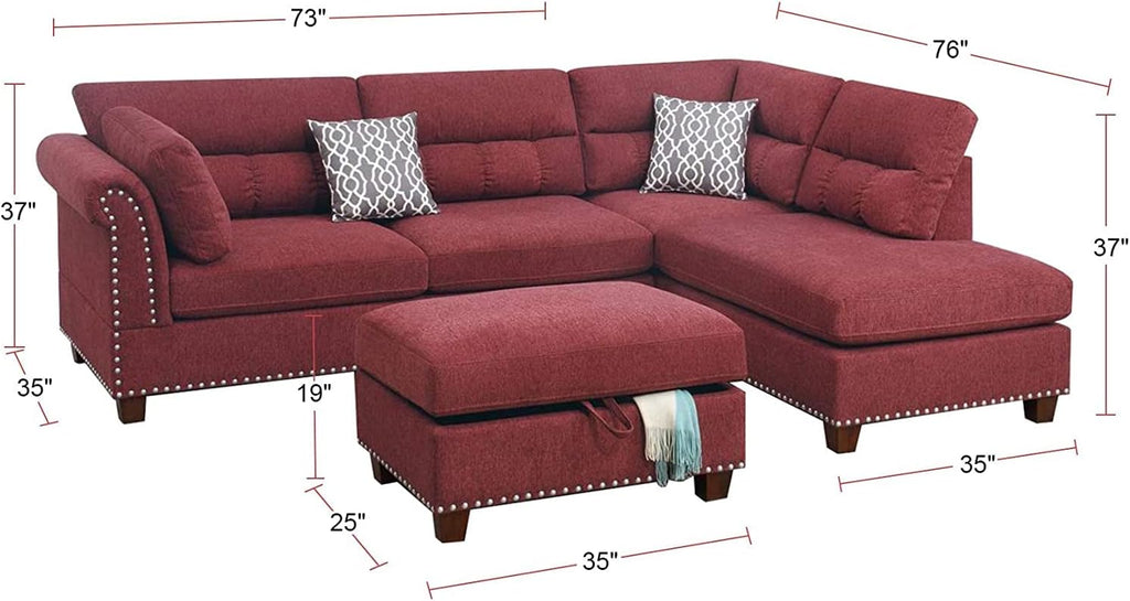 Red Velvet Sectional Sofa V462238
