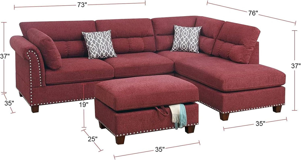 Red Velvet Sectional Sofa V462238