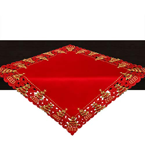 Embroidered Christmas Holly Tree Table Runner, Rectangular 16 x 72 Inch J31841