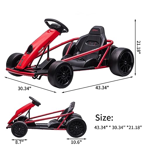 24V Battery 300WX2 Motors Pedal On Foot Go Kart with 14.3" Wide Seat Blue P819