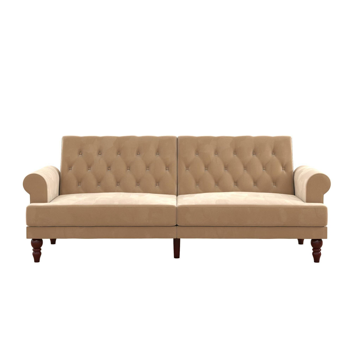 Ivory Velvet Convertible Futon U458236