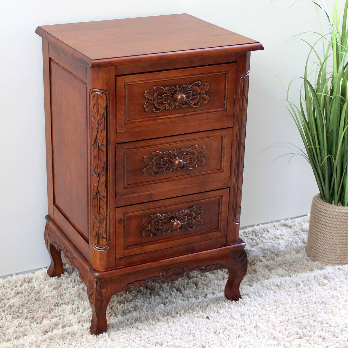 Carved Wood End Table G453