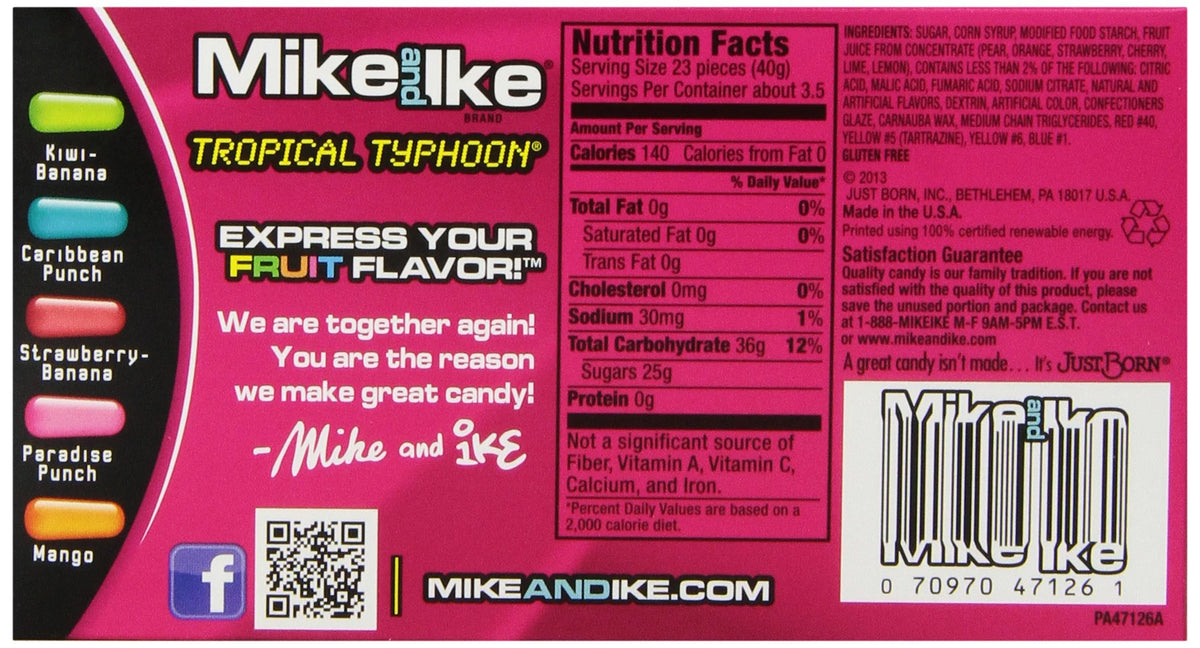 Tropical Typhoon Chewy Candy, 5 Ounce (Pack Of 12) W4665