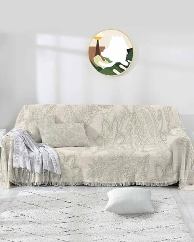 Beige Floral Sofa Cover 71"x102" L58308