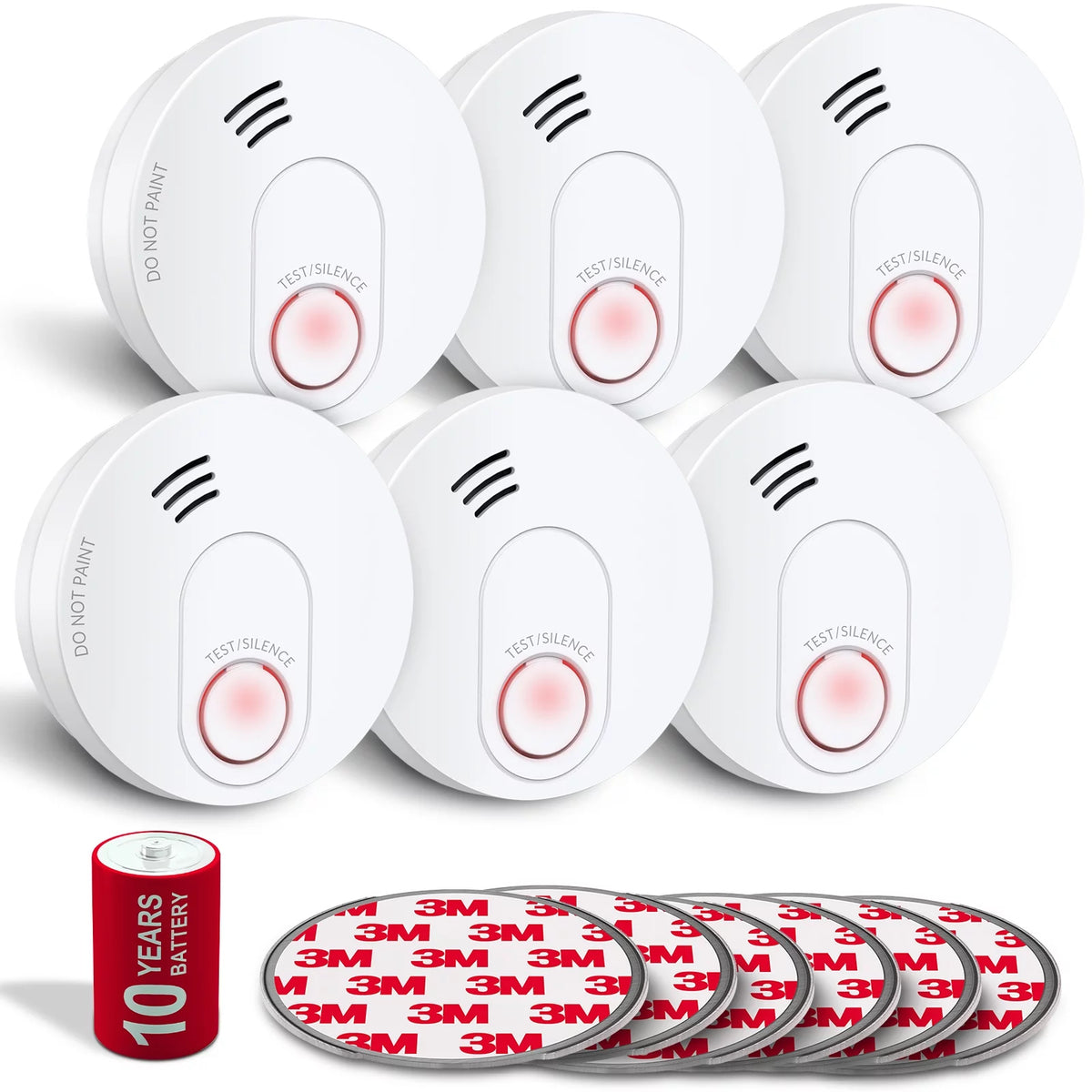 6 Pack Smoke Detector with Photoelectric Sensor S374300