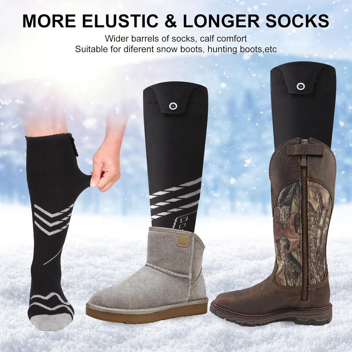 Rechargeable Heated Socks with 4500mAh Battery 3 Adjustable Temperature I85185