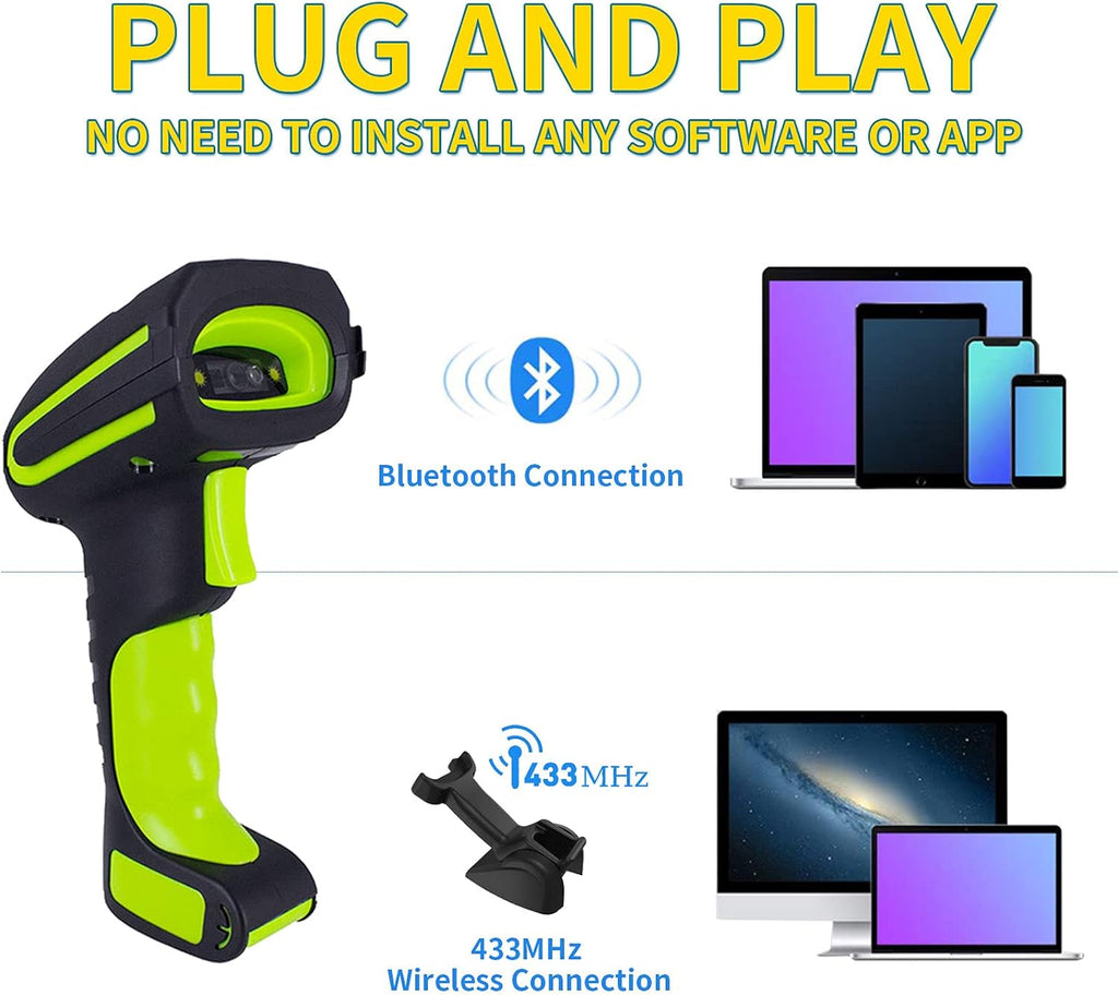 2D Wireless Bluetooth Barcode Scanner with Charging Stand Pack of 2 X29050