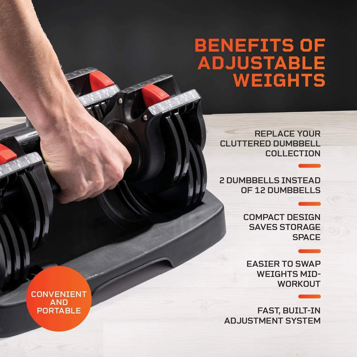 15 Pound Adjustable Dumbbells Set, 2 Pcs L1634