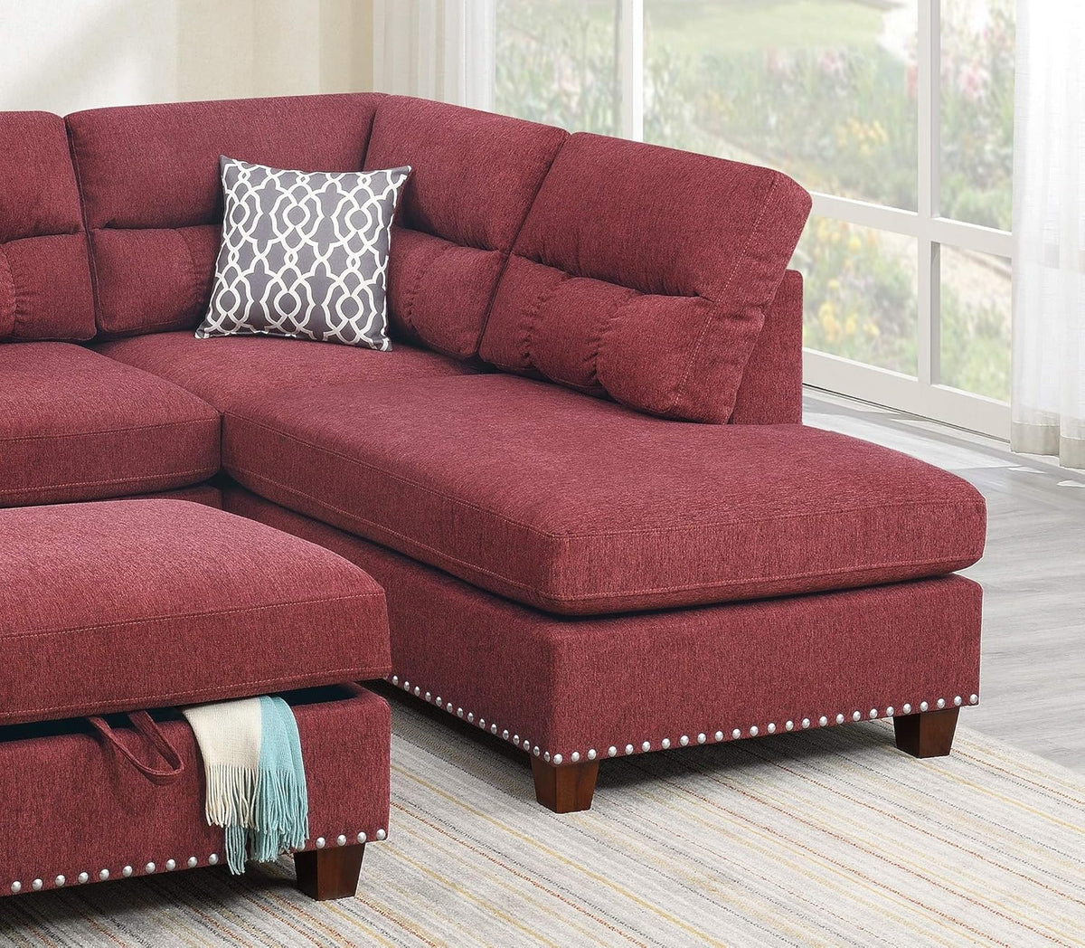 Red Velvet Sectional Sofa V462238