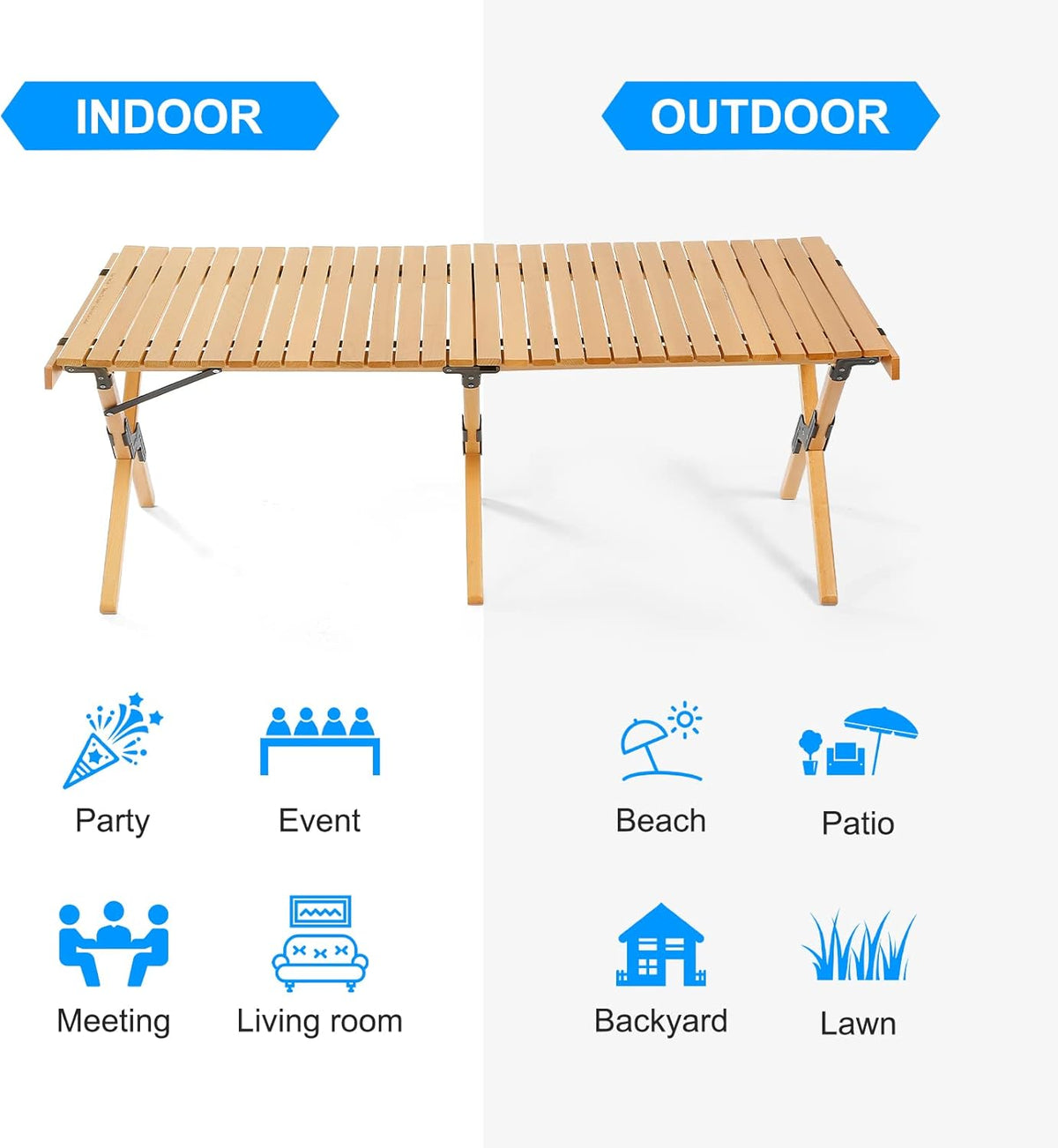 4ft Foldable Wooden Picnic Table with Carry Bag N3583