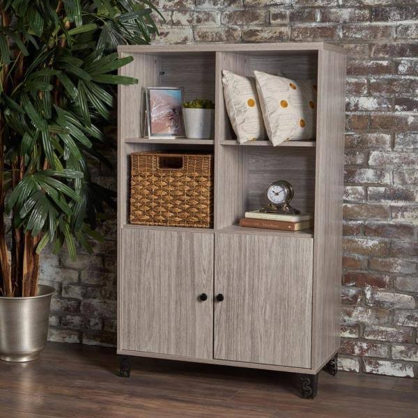 Grey Oak Black Cabinet F7683
